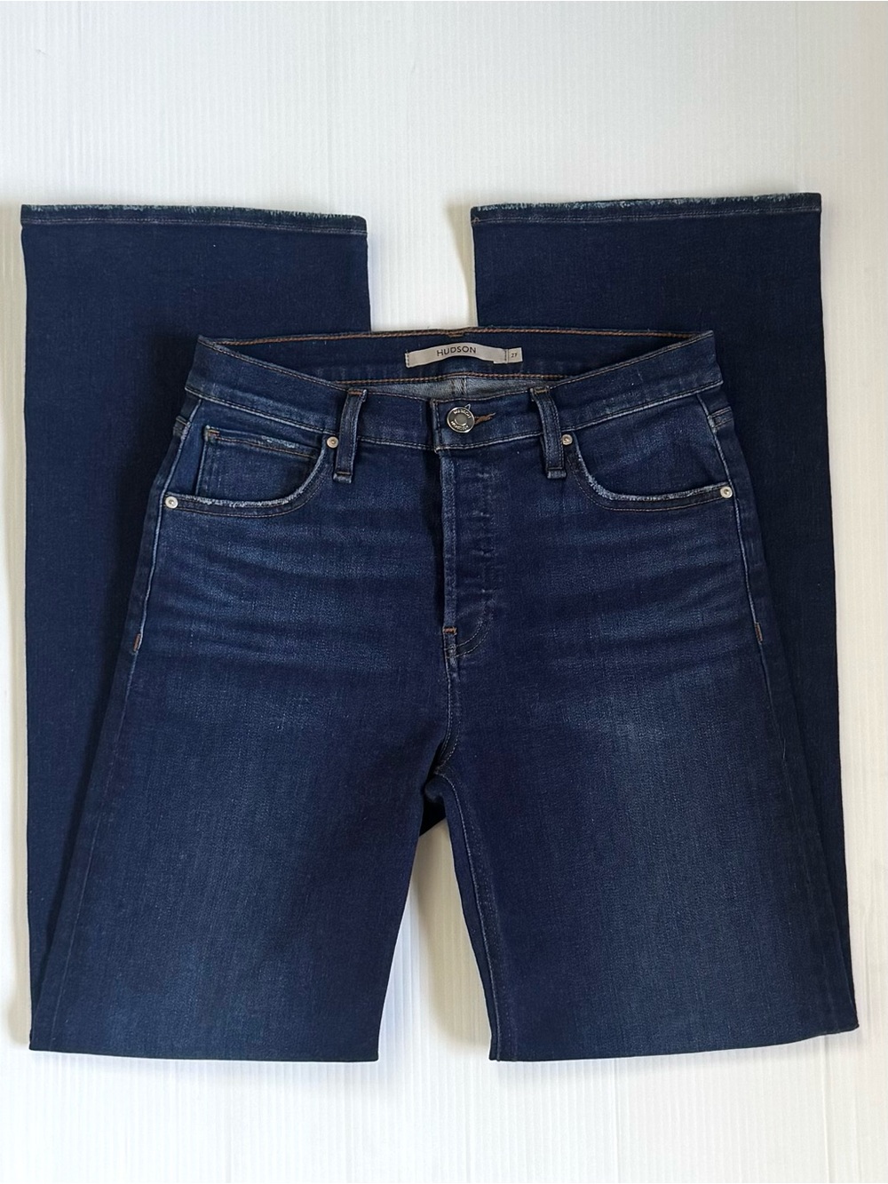 Hudson Rosie High Rise Wide Leg Jeans Poseidon Dark Wash Size 27 - Picture 3 of 8